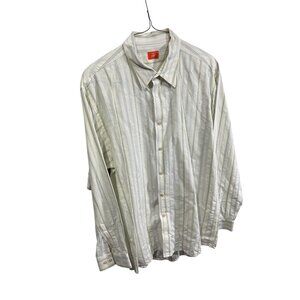 NDX Nederland Mens Striped Button-Down Shirt 2XL White & Blue Long Sleeve